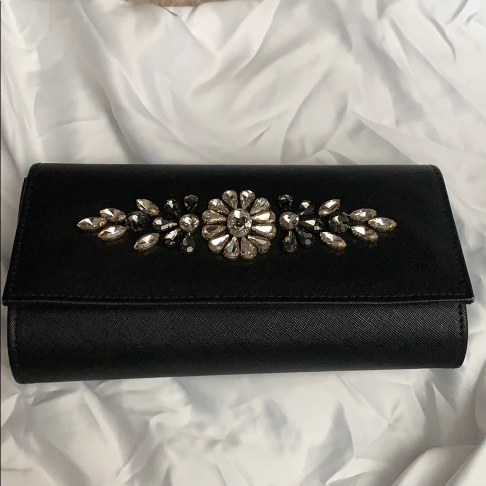 Charming Charlie Black Embellished Clutch